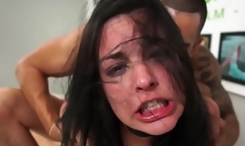 Tattooed legal age teenager roughfucked at brutal audition
