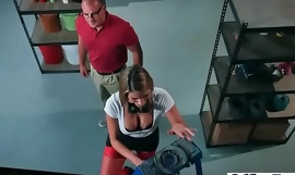 Hard Sex Tape In Office with Chunky Round Tits Sexy Girl (August Ames) video-03