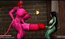 Cartoon shemale - Sur le marteau arrière du brûleur fou sexe