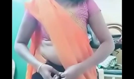 Swathi naidu sexy added to romantic reduce to nothing in orange saree