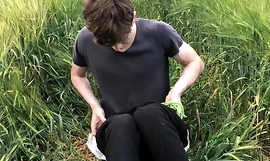 Step Son Ran away from Home and  Cute Boy JERKING OFF Outdoor in FIELD / Monster Bushwa / Teen Boy /uncut
