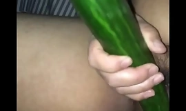 Bollywood Indian desi get out of bed wide puts 14 inch cucumber up her pussy