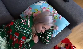 stepsister  comes Home for Christmas and Stepbrother Fucks say no to while Napping in livingroom