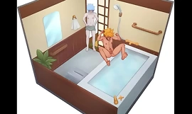Mitsuki y Boruto envolvendo o banheiro