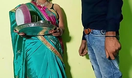 Karwa Chauth Bosom Bengali Married Couple Prankish Sex and had blowjob in the size with clear Hindi Audio