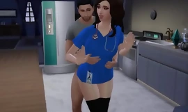 Tienerverpleegster krijgt drievoudige creampie van haar stiefbroer (Sims4)