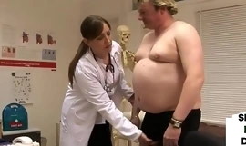 British cfnm nurses wanking silk-stocking gravamen of shit adjacent to doctors office