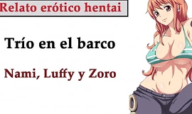 Spanish hentai story nami luffy and zoro have a threesome not susceptible the sailing-yacht