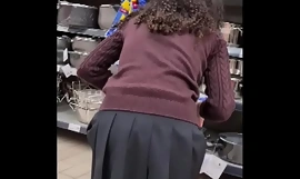 Spying teen girl at vend - impolite skirt