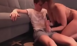 German Dam shows Young Laddie how to Fuck