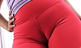 Big BUBBLE BUTT Latina In Tight Yoga Pants Has DEEP CAMELTOE and Big Hooters